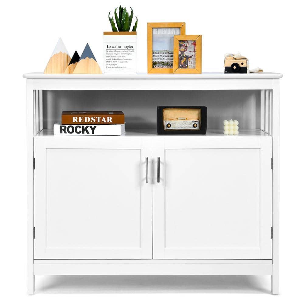Costway Kitchen Buffet Server Sideboard Storage Cabinet w/2 Doors & Shelf White