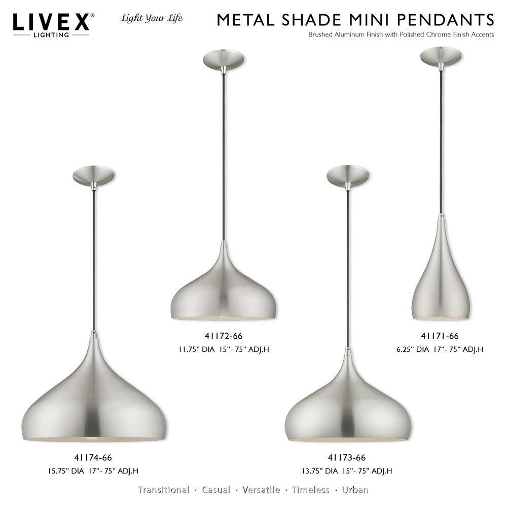 Livex Lighting Amador 1 - Light Pendant in  Brushed Aluminum