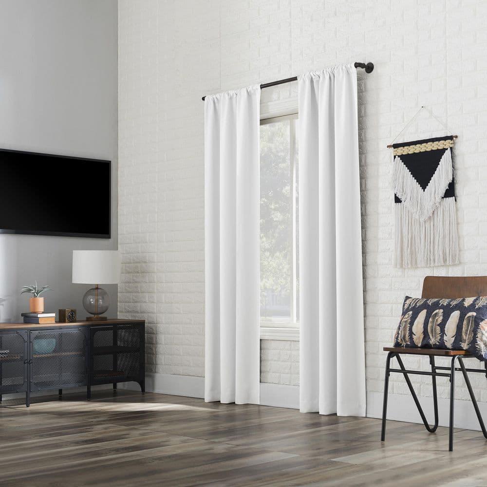 40"x63" Sun Zero Blackout Bergen Rod Pocket Curtain Panel White: Energy Efficient, Noise Reduction, Thermal Insulated