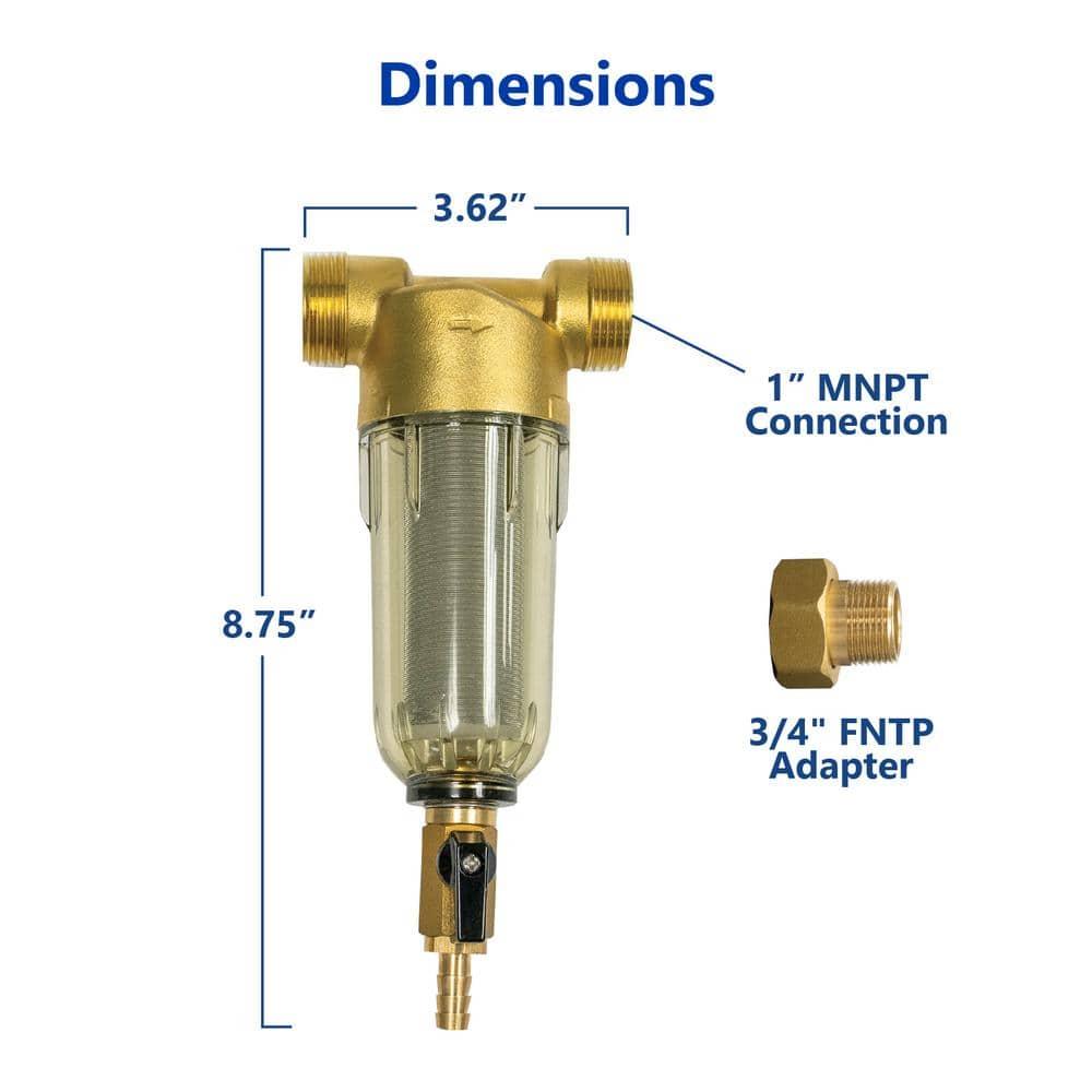 Express Water Whole House Sediment Water Filter – Spin Down Home Water Filtration System – 50 Micron Reusable Sediment Filter Cartridge – 1” and 3/4" Compatible with Filter, Mounting Bracket, Adapters