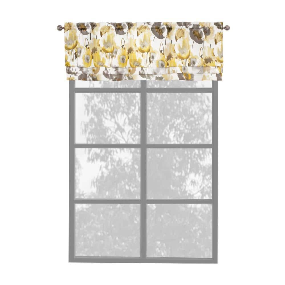 Achim Poppy Field Floral Rod Pocket Room Darkening Curtain Valance, Grey, 50" x 17"