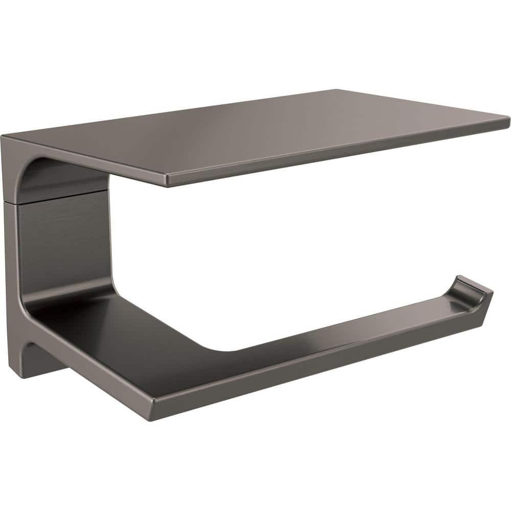 Delta 79956-KS Pivotal Bath Toilet Paper Holder w/ Shelf Black Stainless Steel Finish