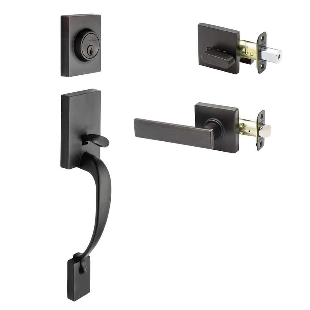 Handleset with Single Cylinder Deadbolt and Door Lever and Rosette