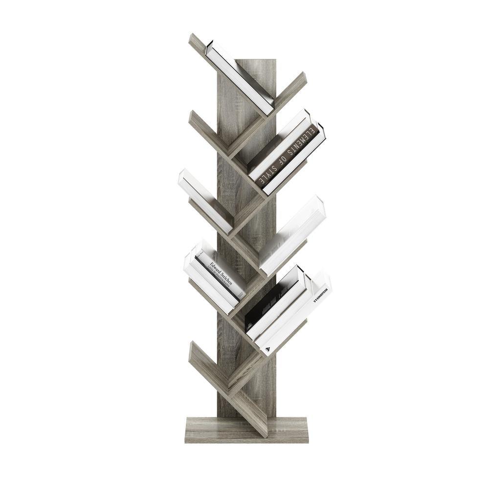 Furinno Tree Bookshelf 9-Tier Bookcase Floor Standing Book Rack Display Stand,French Oak