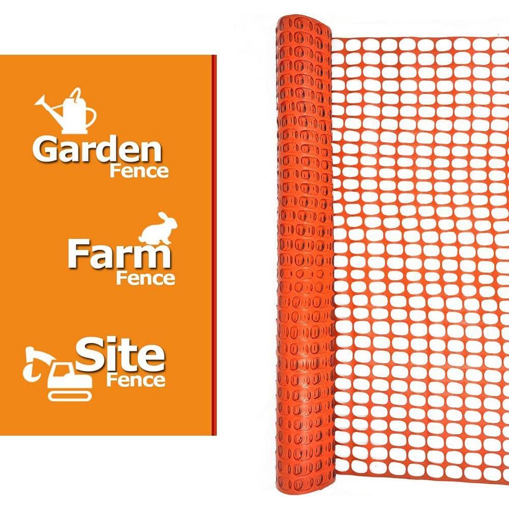 Ashman Plastic Mesh Fence, Construction Barrier Netting, Orange, 4'x200' Feet, 1 Roll, Garden Fencing, Fences Wrap, Above Ground, for Snow, Poultry, Chicken, Deer, Patio, Garden Netting, Orange 200FT