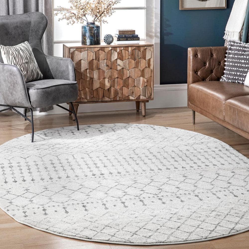 nuLOOM Moroccan Blythe Grey 6' 7" x 9' Transitional Oval Rug