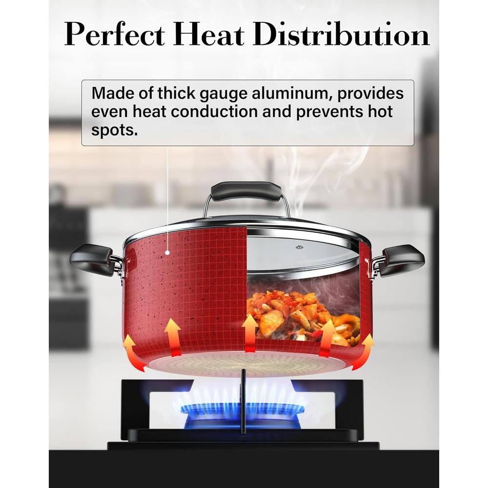 Cook N Home Cook N Home Non-Stick Aluminum Pots and Pans Kitchen Cookware Set 12 Piece