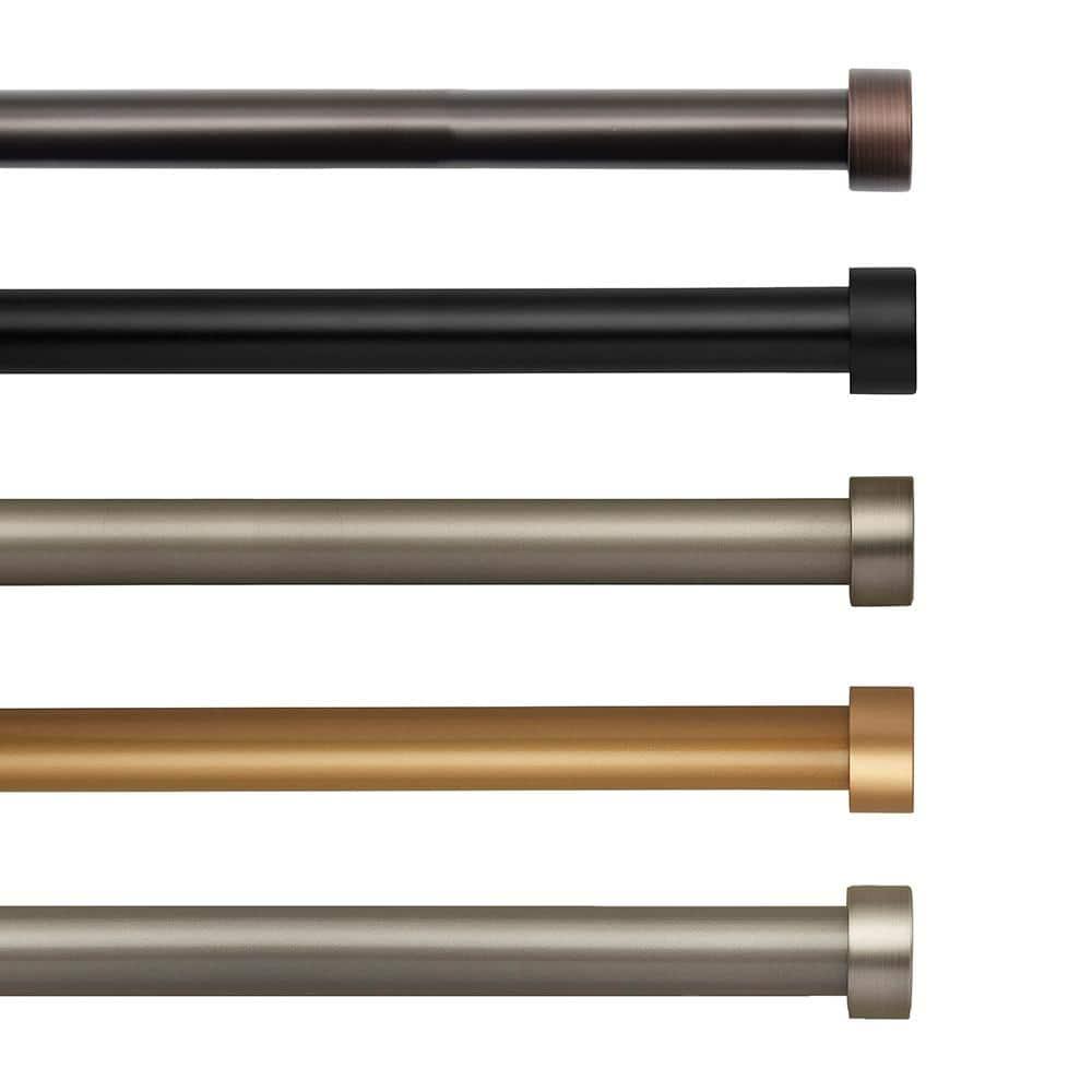 Serena 1" Window Drapery Single Curtain Rod with Contemporary Cap Finial - 48" - Nickel - Elrene Home Fashions