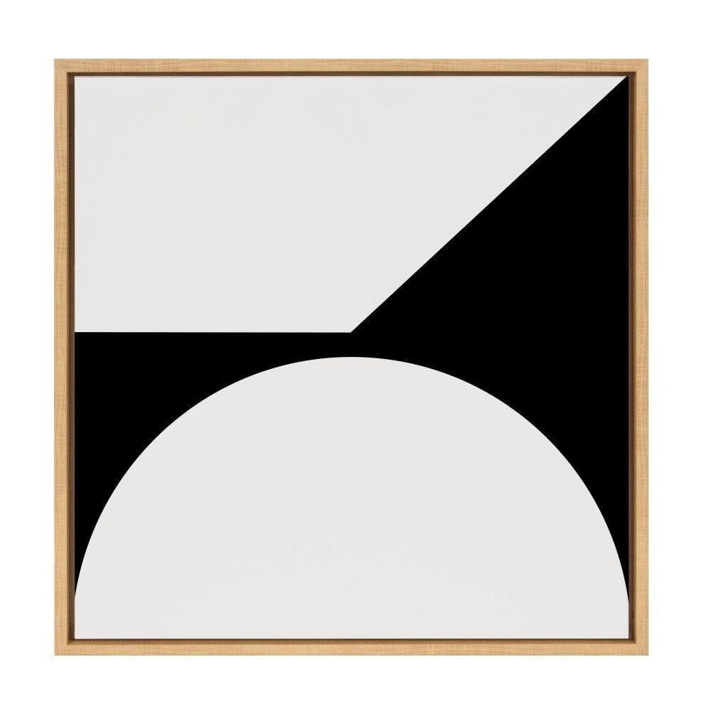 Kate and Laurel Sylvie Minimal Max Mod I Framed Canvas Wall Art by The Creative Bunch Studio, 22x22 Natural, Black and White Abstract Art Wall Décor