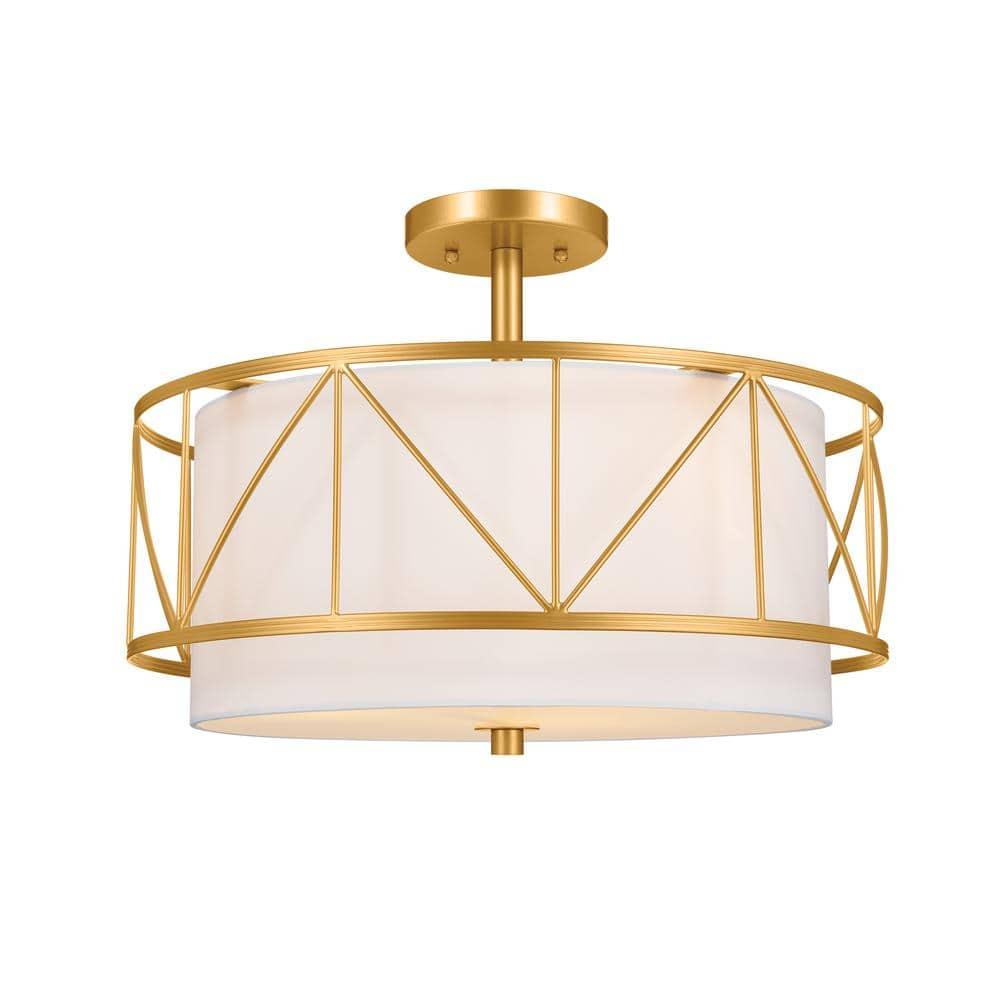 52075CLG-Kichler Lighting-Birkleigh - 3 Light Convertible Semi-Flush Mount In Art Deco Style-9.5 Inches Tall-Classic Gold Finish