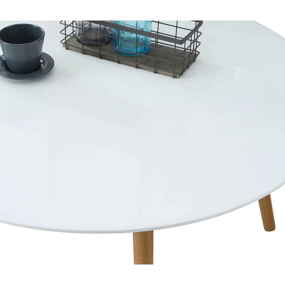 Convenience Concepts Oslo 32" Round Coffee Table in Glossy White Wood Finish