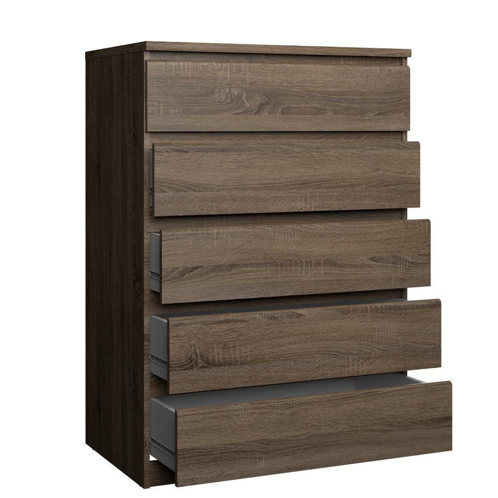 Wood Scottsdale 5 Drawer Chest in Truffle Gray-Tvilum