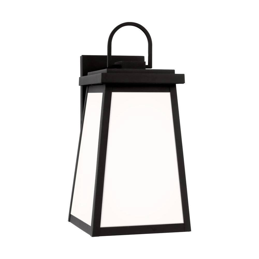 Founders Large 1-Light Black Transitional Exterior Outdoor Wall Sconce with Clear and White Glass Panels Included