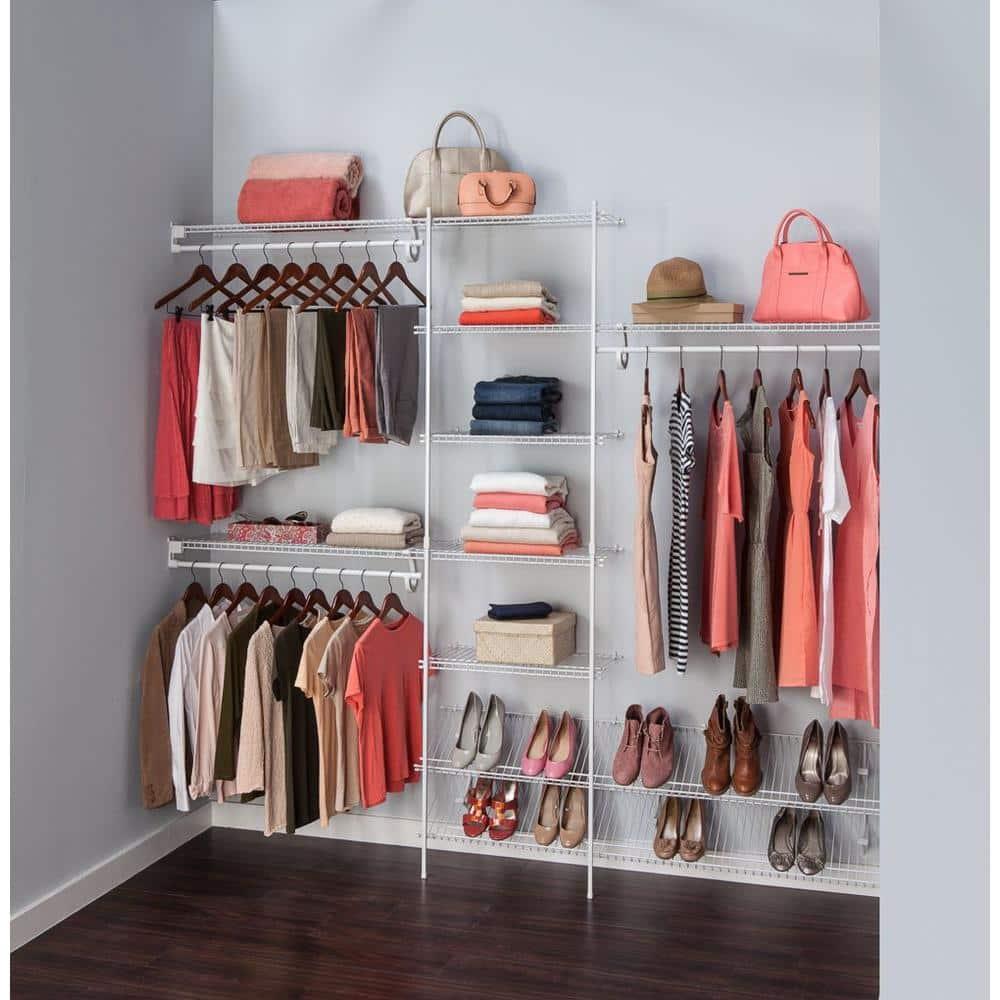 ClosetMaid 5037 5ft. to 8ft. Fixed Mount Closet Organizer Kit, White