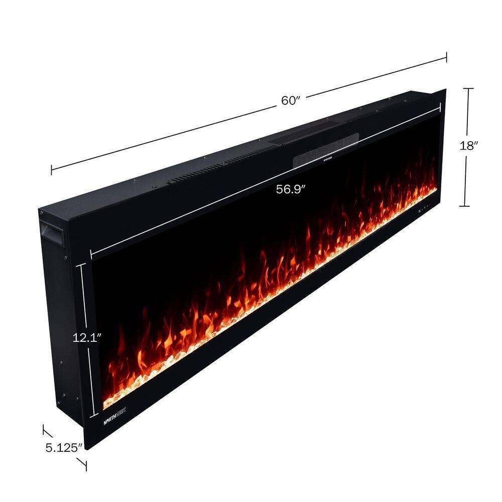 Northwest 60 Inch Electric Fireplace with Fire Crackling Sounds and Remote