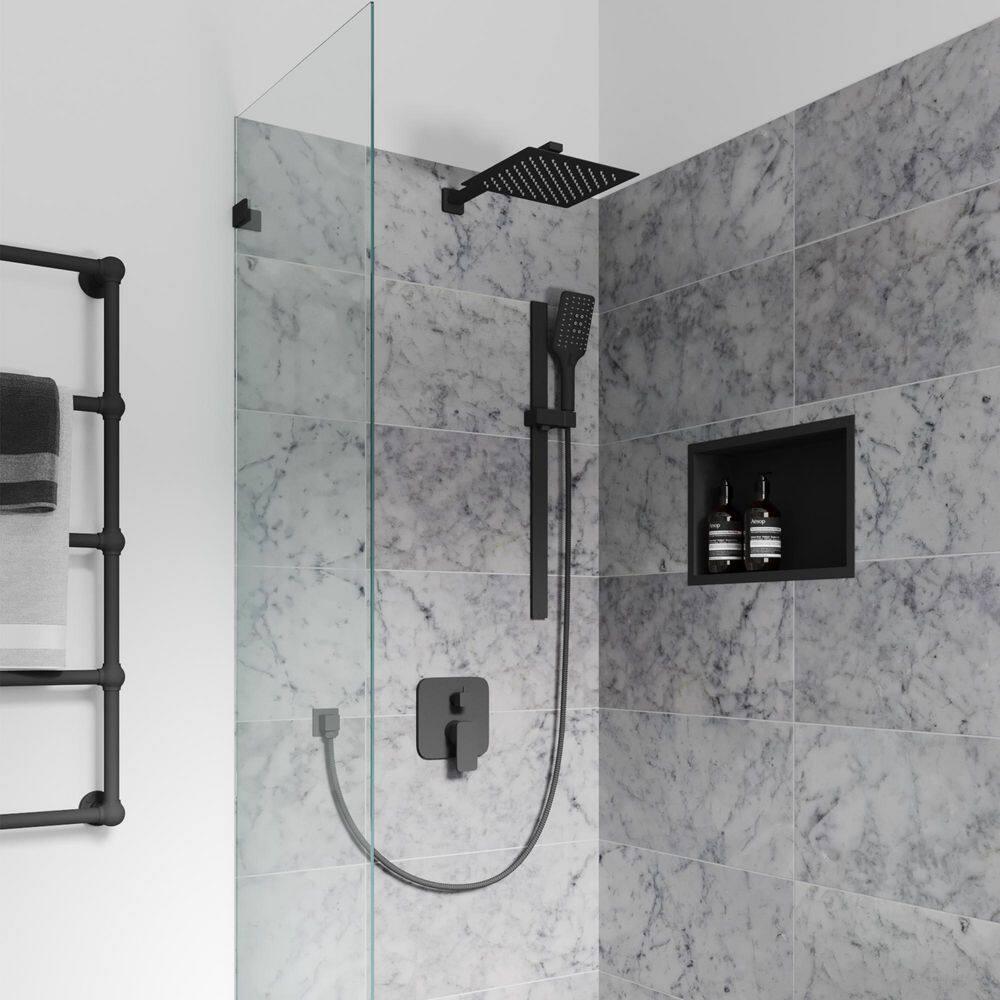Pulse Showerspas Resort 10-in Rain Showerhead Combo Shower System with Adjustable Handshower Slide Bar and Pressure Balanced Mixing Valve 3008-MB-1.8GPM