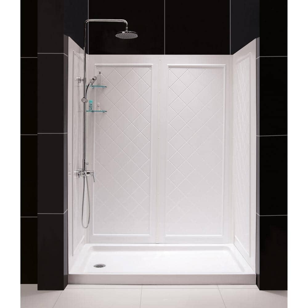Infinity-Z 60" W x 30" D x 76.75" H Semi-Frameless Rectangle Shower Enclosure with Towel Bar and Base Included