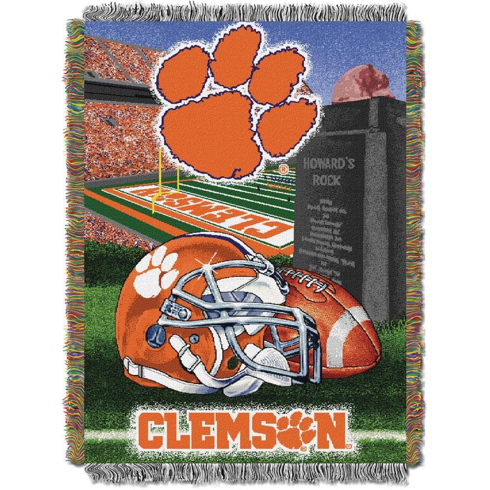Clemson Tigers Orange and Green Woven Tapestry Throw Blanket