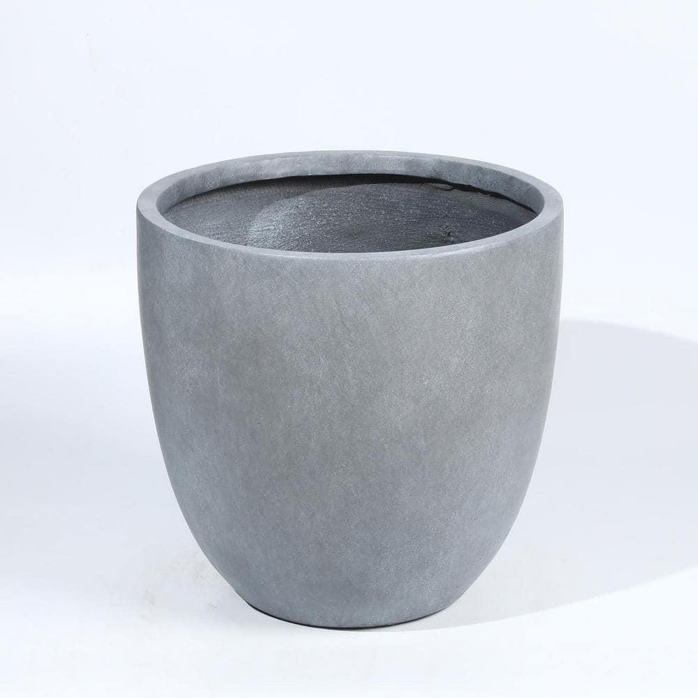 LuxenHome Round Tapered 9.2" H House Planter, Indoor/Outdoor Gray