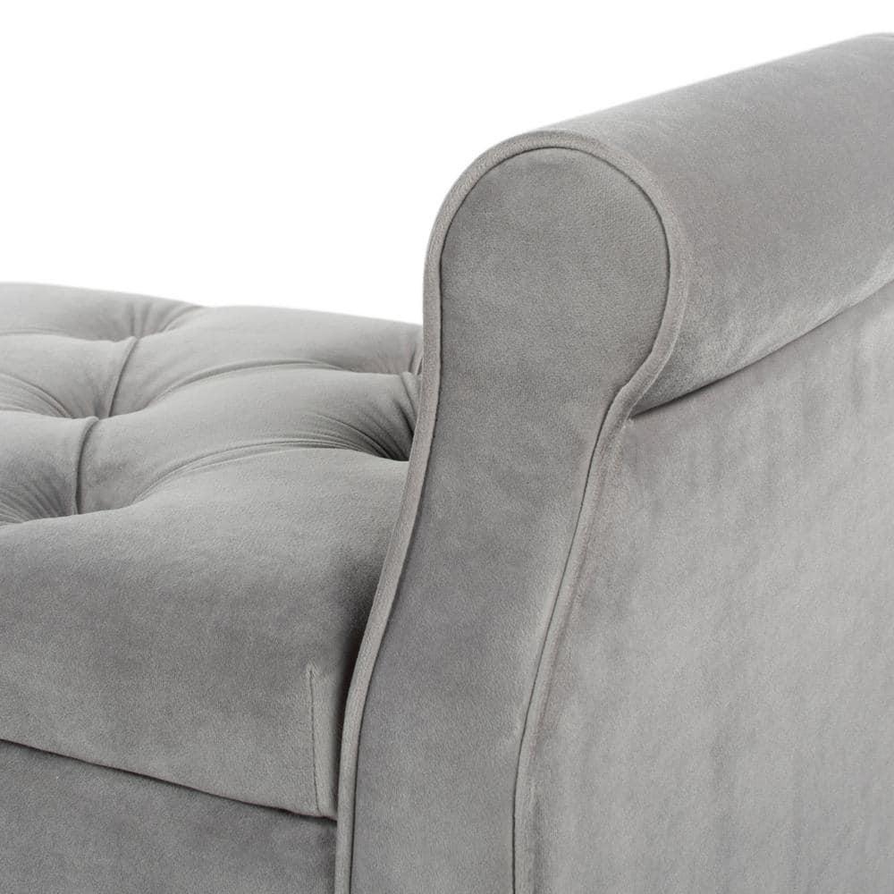 Jacqueline Tufted Roll Arm Storage Bench Grey