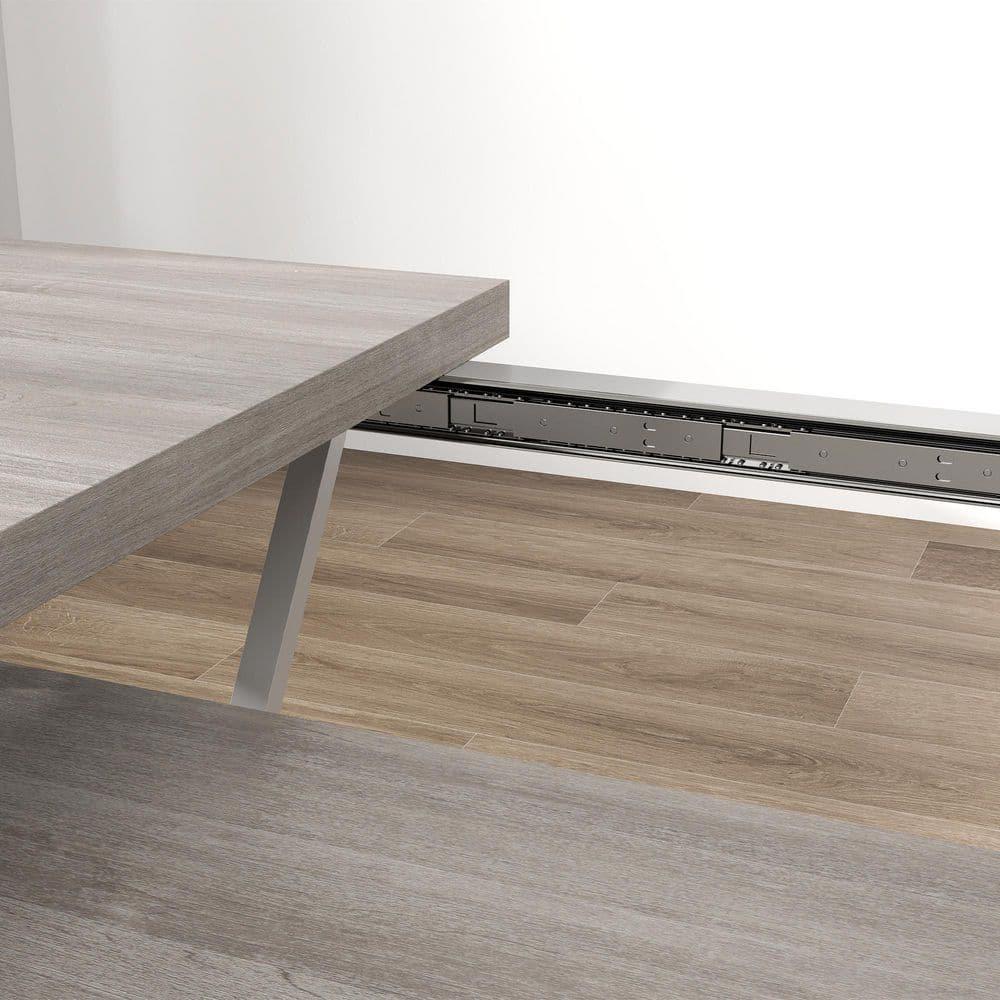 HOMCOM 47"-63" Expandable Dining Table for 4-6 People, Farmhouse Extendable Dining Room Table with Trestle Base, Kitchen Table, Distressed Gray