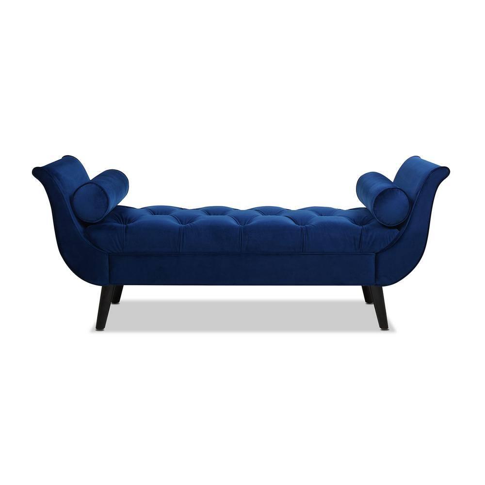 Alma Tufted Flared Arm Entryway Bench Navy Blue