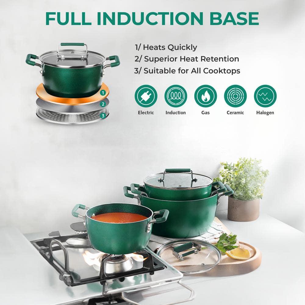 Granitestone 6 Piece Stackable Nonstick Nesting Pots with Lids, Dishwasher Safe