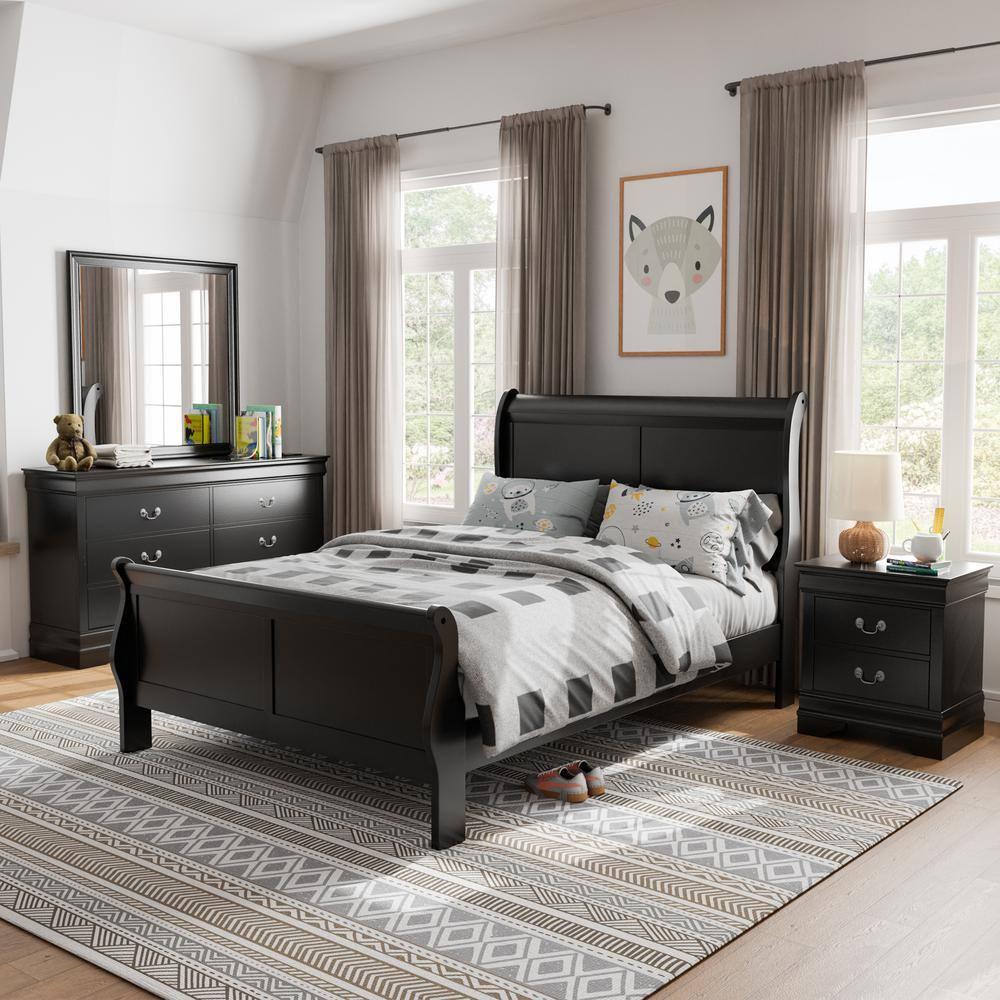 Furniture of America Toni Wood 6-Drawer Dresser with Mirror in Black