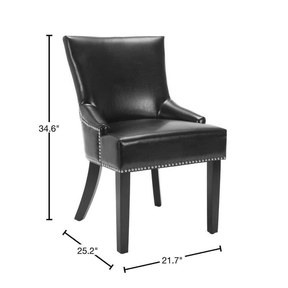 Lotus Kd 19" H Dining Chair With Nail Head Trim (Set of 2) - MCR4700 - Black - Safavieh Couture