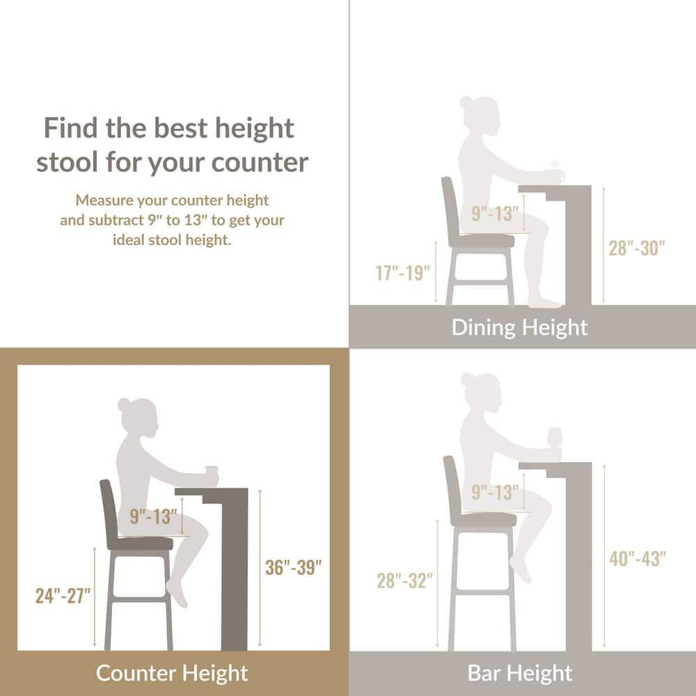 Leick Home Upholstered Back Counter Height Stool with Wood Base-Set of 2 Black and Gray Woven Fabric