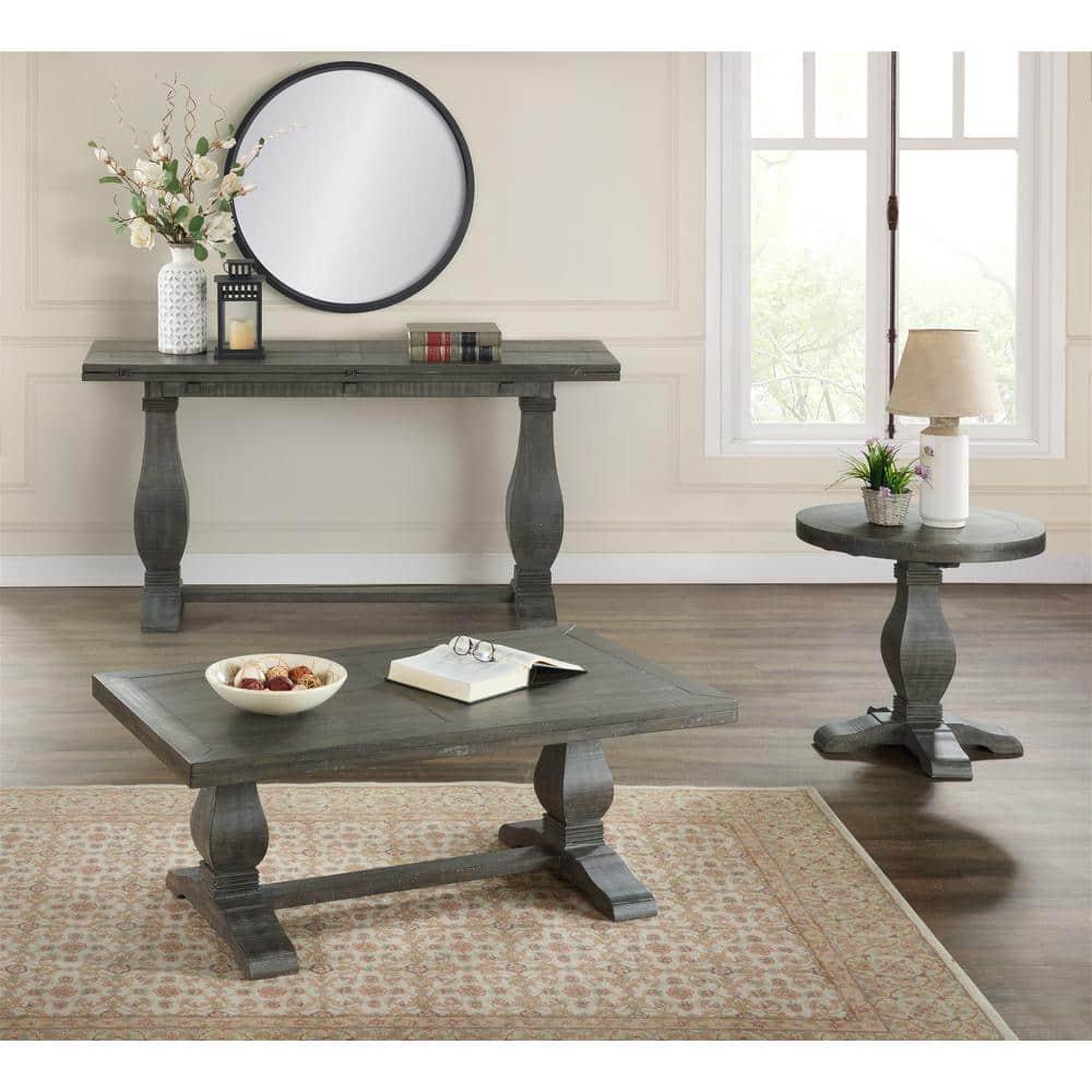 Martin Svensson Home Napa Pedestal Solid Wood Coffee Table, Grey