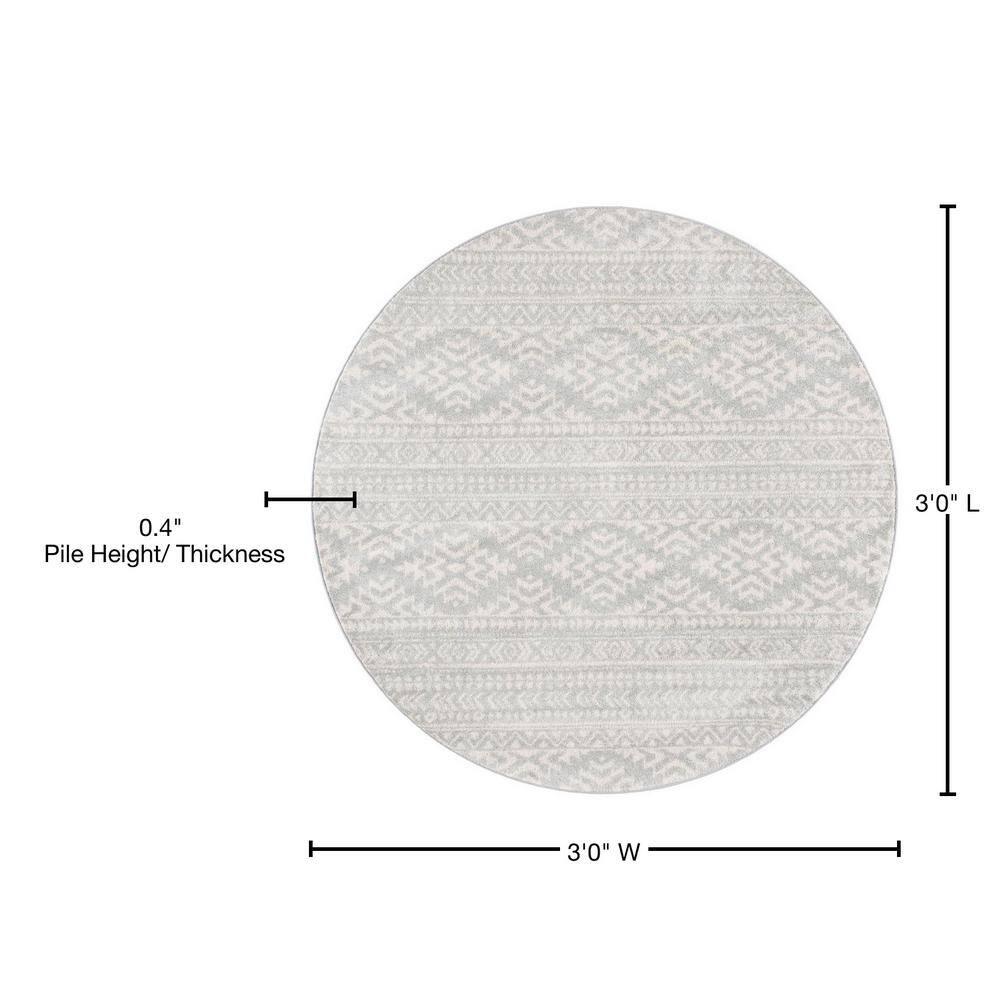 Tulum TUL272 Power Loomed Area Rug - Light Grey/Ivory - 3' round - Safavieh.