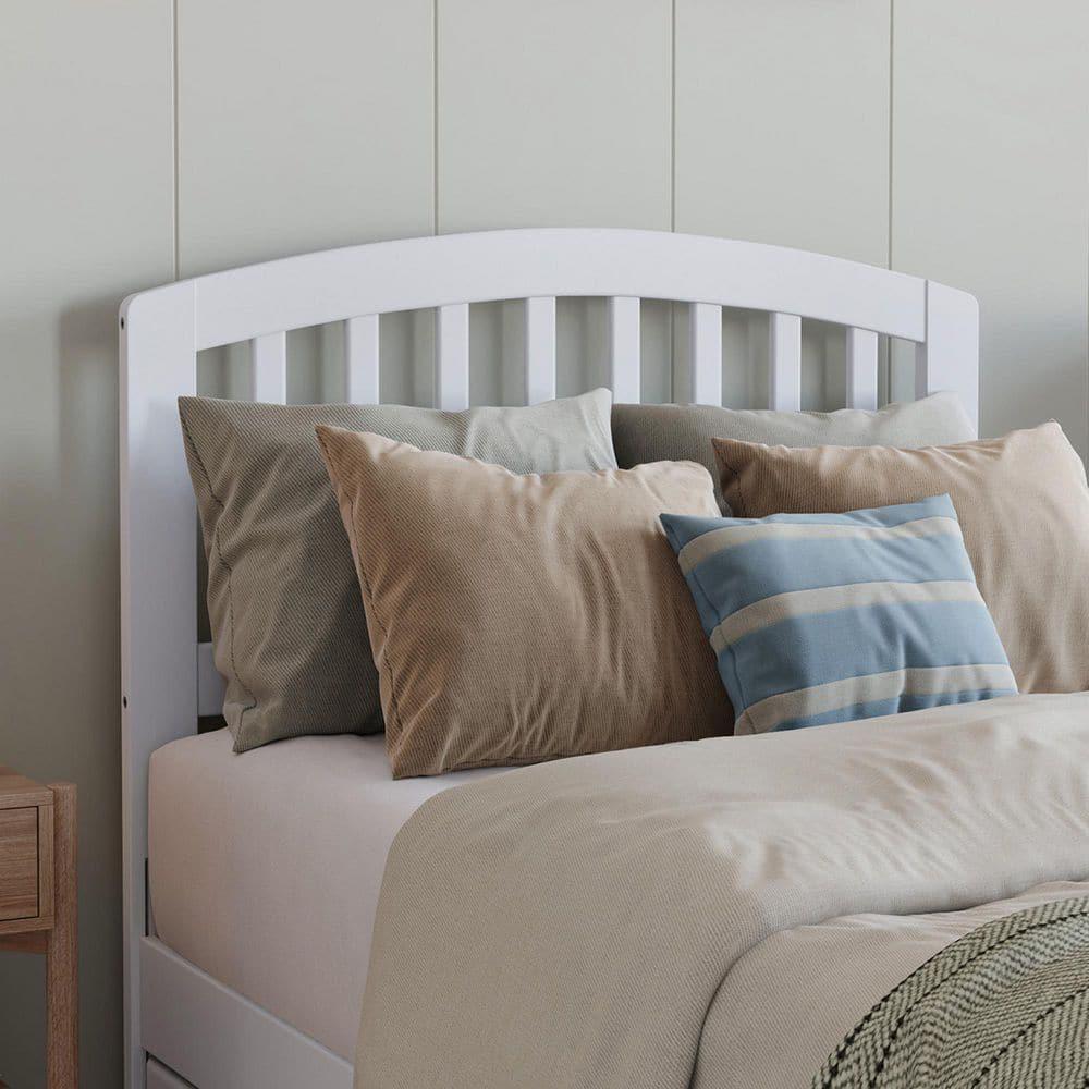 Lucia Twin XL Wood Platform Bed with Panel Footboard & Twin XL Trundle in White