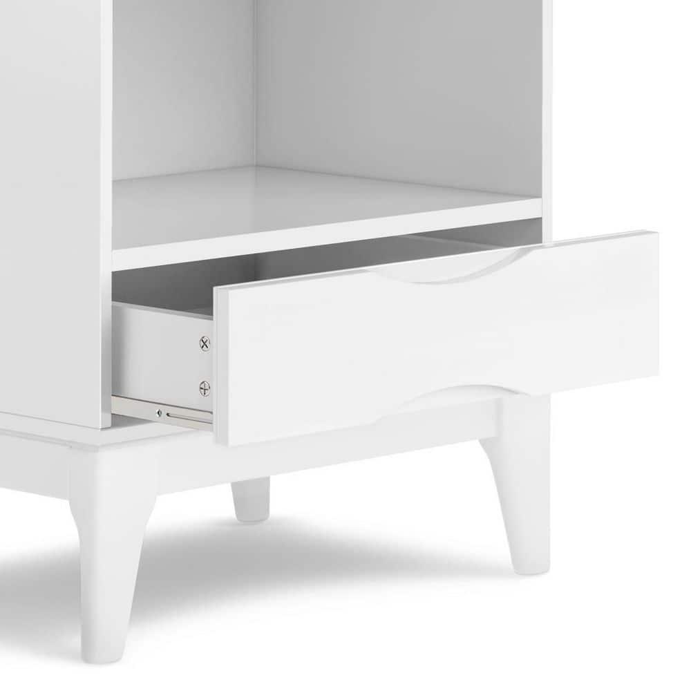 Simpli Home Harper 24"W Solid Hardwood 4 Shelf Mid-Century Modern Bookcase with Drawer and Adjustable Shelves