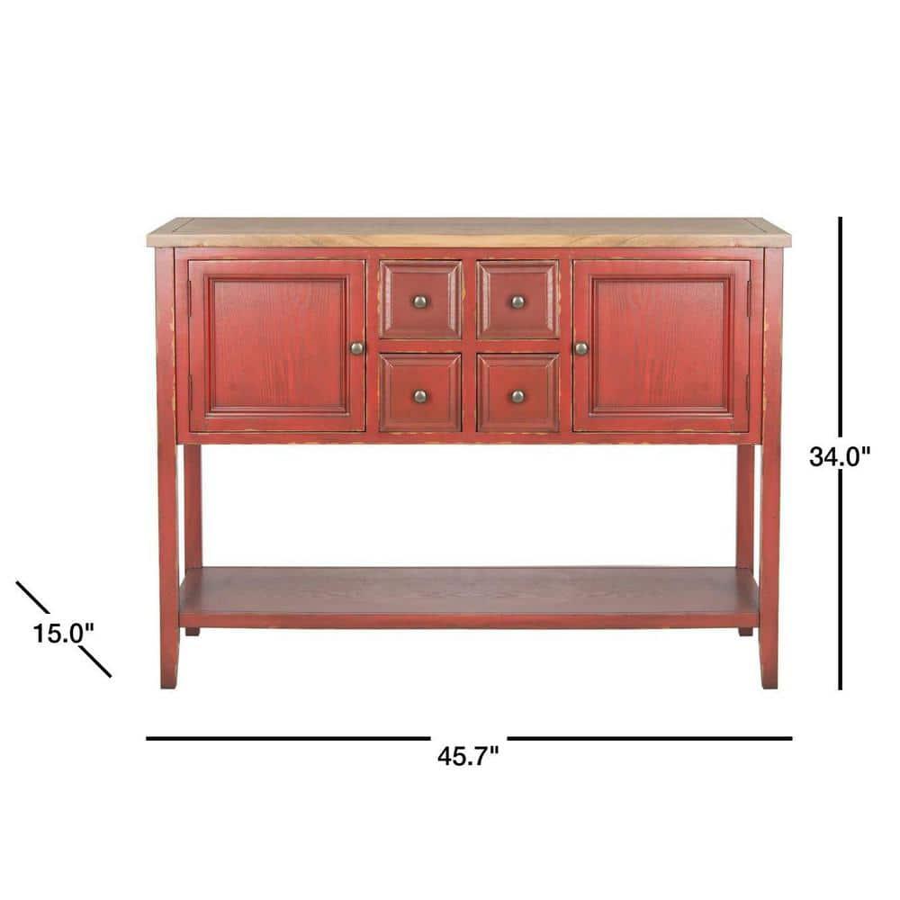 Charlotte Sideboard - Egyptian Red/Oak Top - Safavieh.