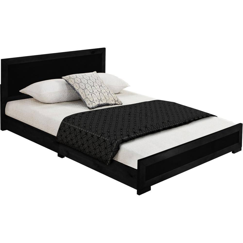 Camden Isle Trent Platform Bed | Paneled Headboard and Footboard | Full, Black