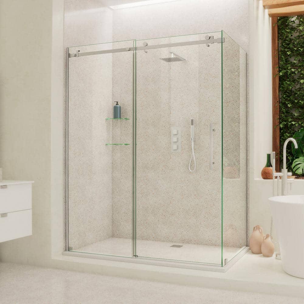 Enigma Air 60.38" W x 34.75" D x76" H Frameless Rectangle Walk In Shower Enclosure