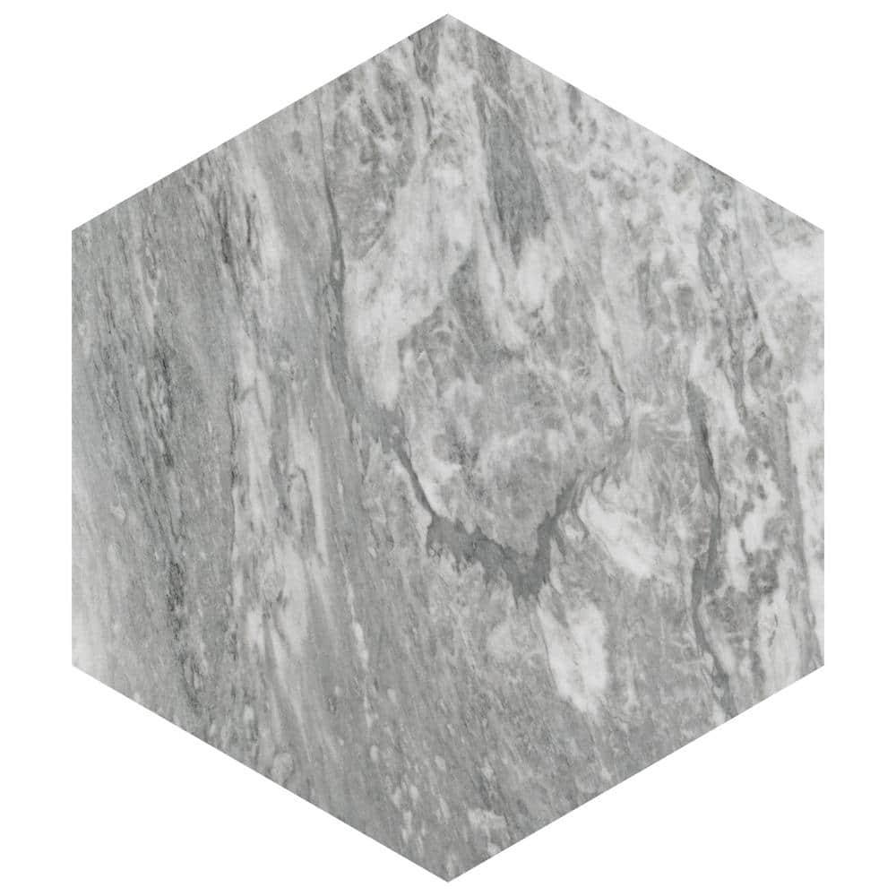 Marbilia Hex Bardiglio w/Biotech 11" x 13" Porcelain Marble Look Wall & Floor Tile