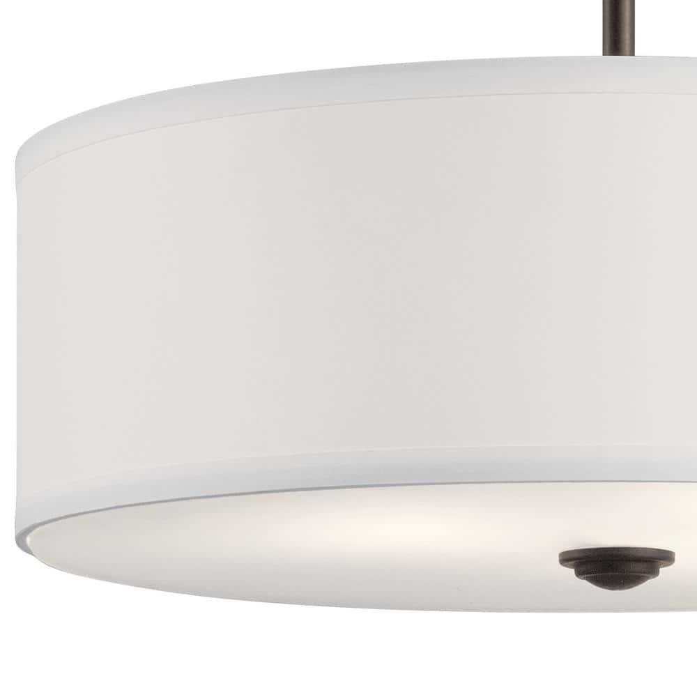 Kichler Shailene 18" 3 Light Olde Bronze Semi-Flush Mount Light with Microfiber Shade