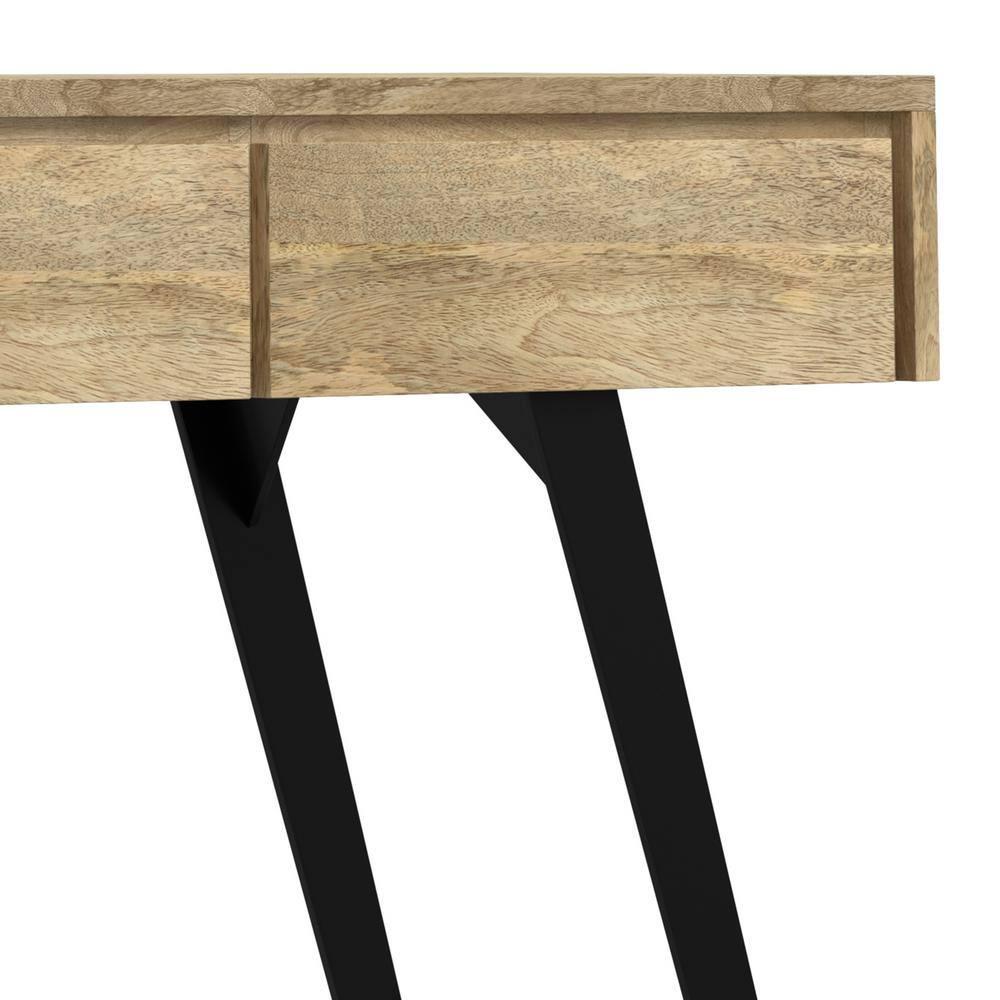 Lowry 60"W Solid Wood Modern Industrial Storage Console Table with 3 Storage Drawers and Metal Legs