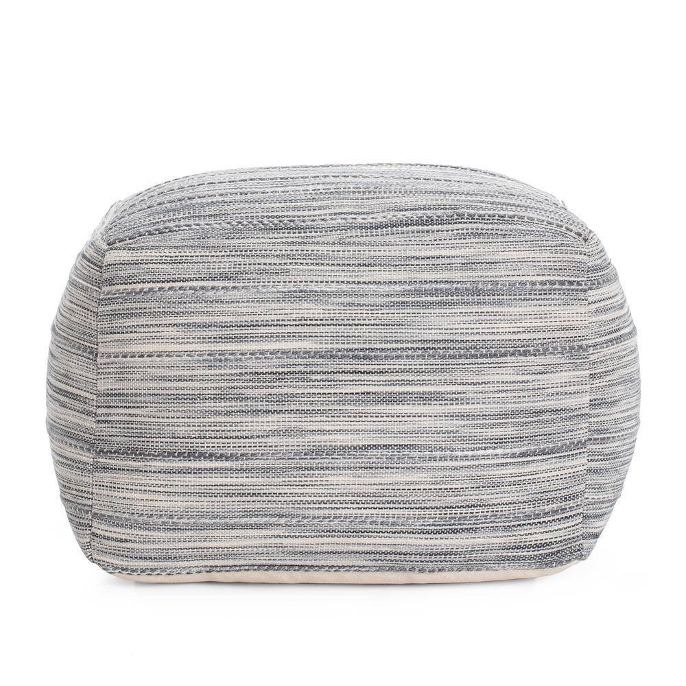 Joya Pouf Blue/Ivory - Anji Mountain: Square Unupholstered, Spot Clean, Fair Trade Certified, 17" Height