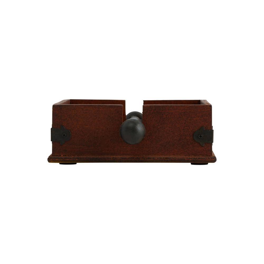 Storied Home Square Wood & Metal Dinner Napkin Holder: Freestanding, Spot Clean, Kitchen Accessory