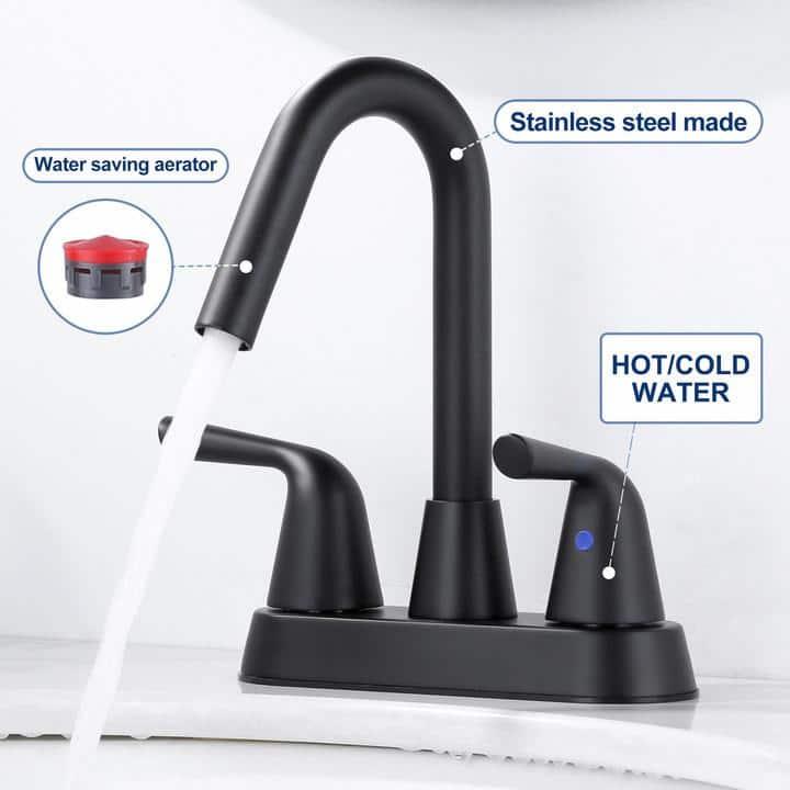 Centerset 2-handle Bathroom Faucet with Drain Assembly