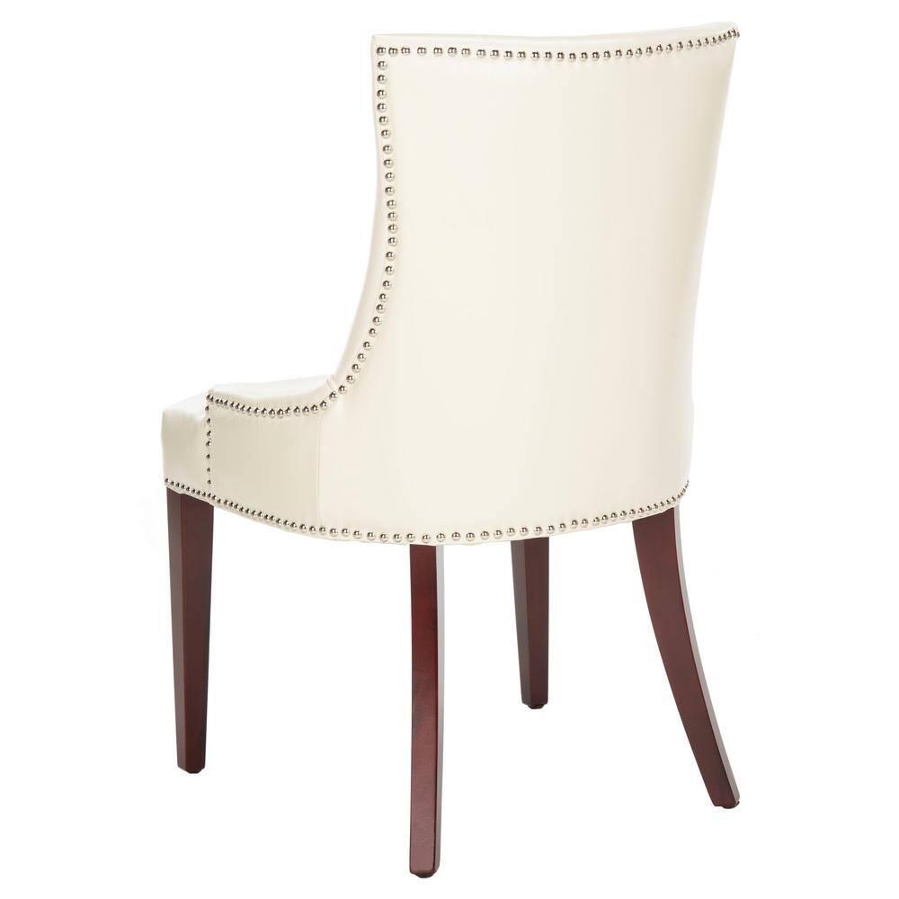 Becca 19''H Dining Chair with Silver Nail Heads - Cream/Leather - Safavieh
