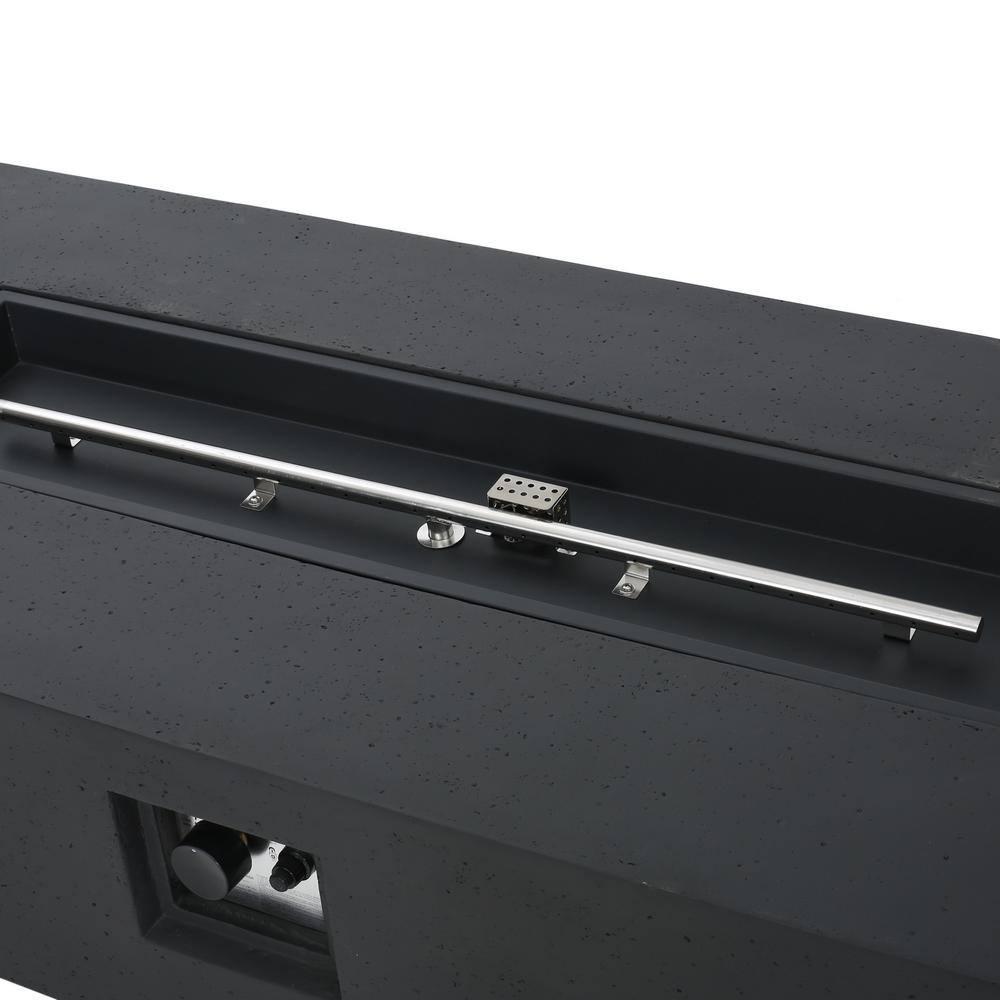 Mayfair Lightweight Concrete Outdoor 50,000 BTU Rectangular Fire Pit (No Tank Holder), Dark Gray