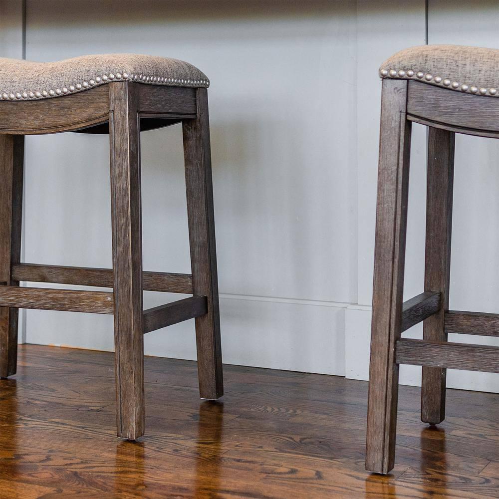Maven Lane Maven Lane Adrien Backless Saddle Kitchen Stool with Fabric Upholstery