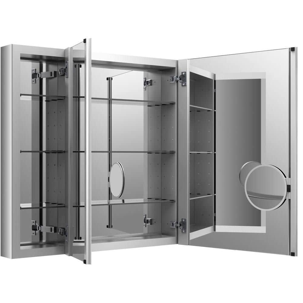 KOHLER Verdera® Aluminum Triple-Door Medicine Cabinet, Frameless with Adjustable Shelves