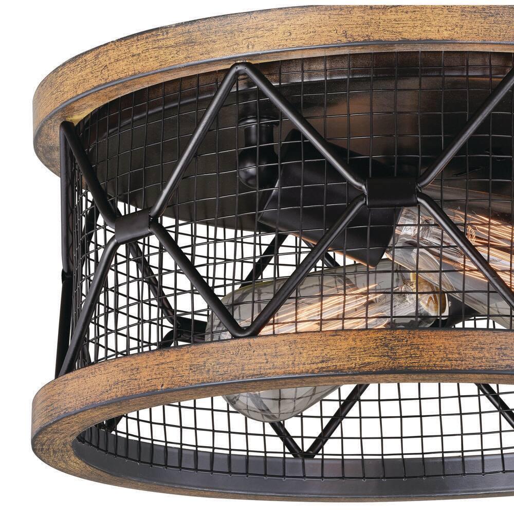 VAXCEL Bremerton 13-in W Bronze Industrial Cage Drum Flush Mount Ceiling Light