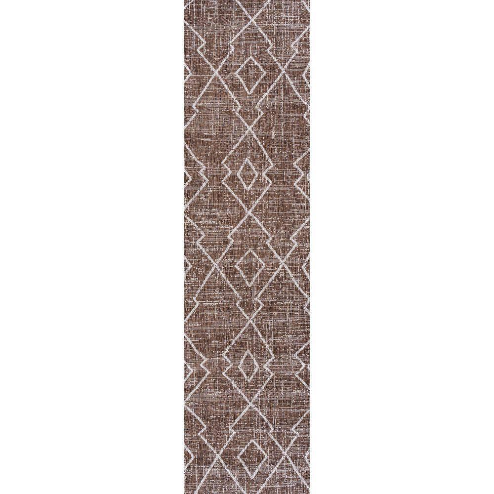 2'x10' Carwa Diamond Trellis Indoor/Outdoor Runner Rug, Brown/Beige - JONATHAN Y