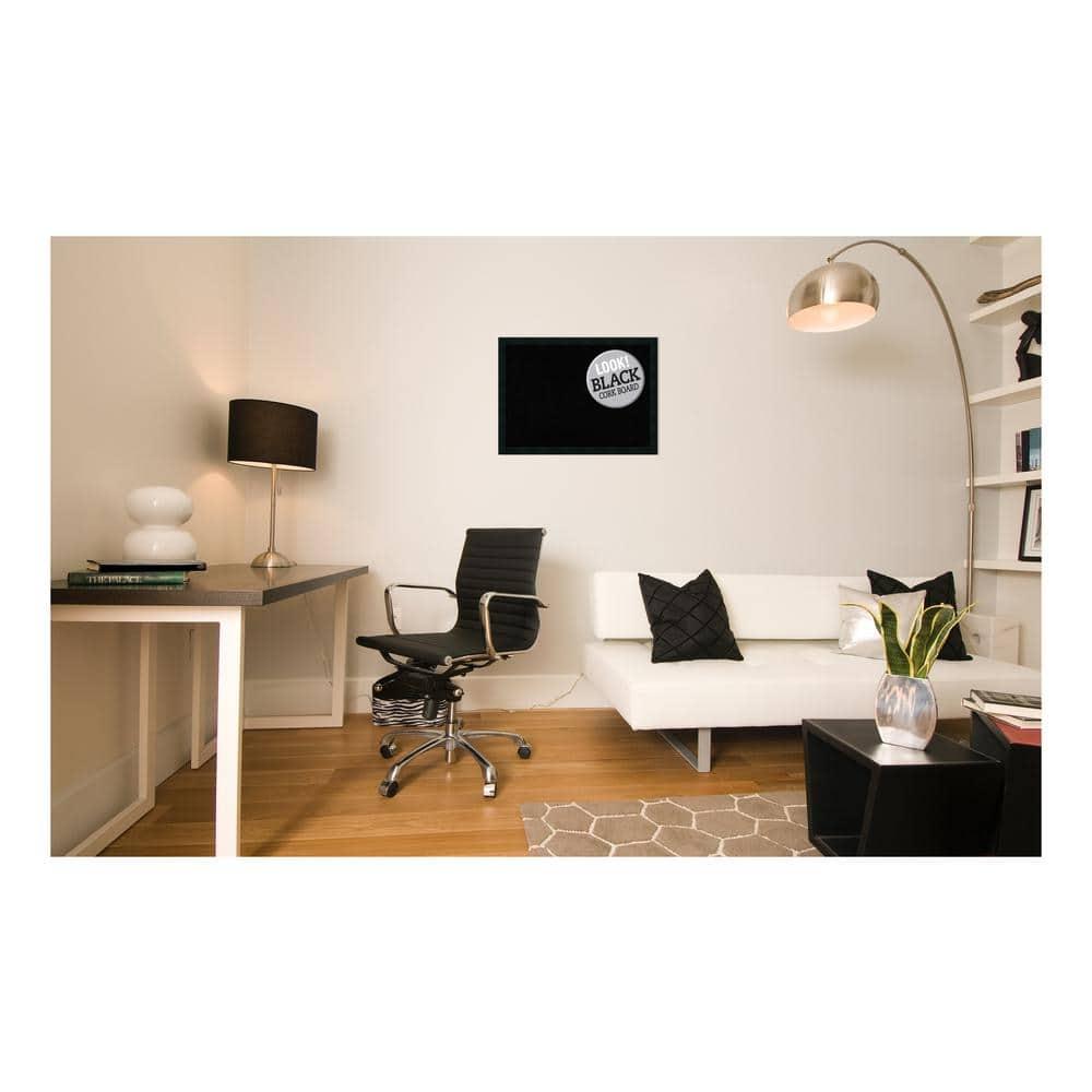 Amanti Art Black Cork Board Wood Framed Mezzanotte Black Bulletin Board 30 in. x 22 in.